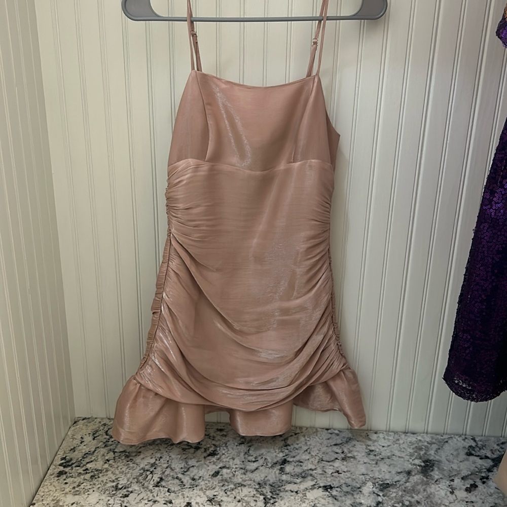 Rose gold mini dress
